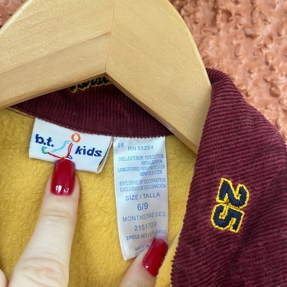 Baby Corduroy Varsity Shacket. Football. Maroon. 6/9 Months - Picture 3 of 5